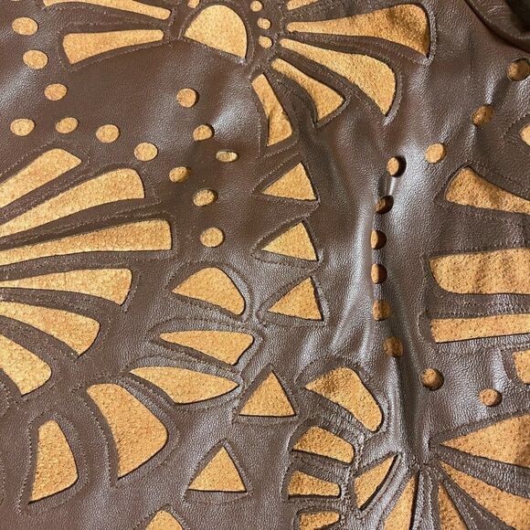 NWT CHICOS Genuine Leather Jacket Suede inserts 3/Xlarge - Picture 8 of 11